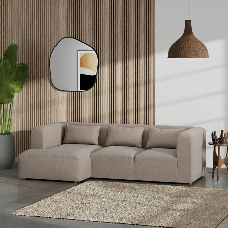 Habitat Lars Left Hand Corner Sofa - Mocha - Ash Leg 0