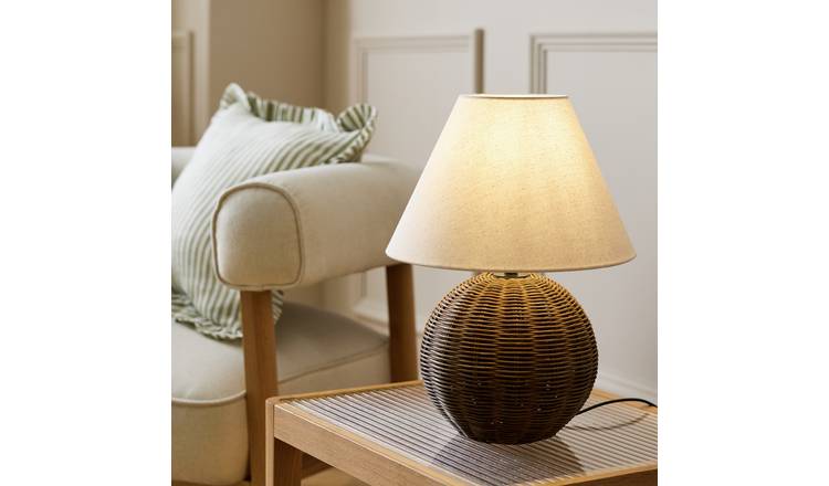 Habitat Wicker Ball Table Lamp - Natural