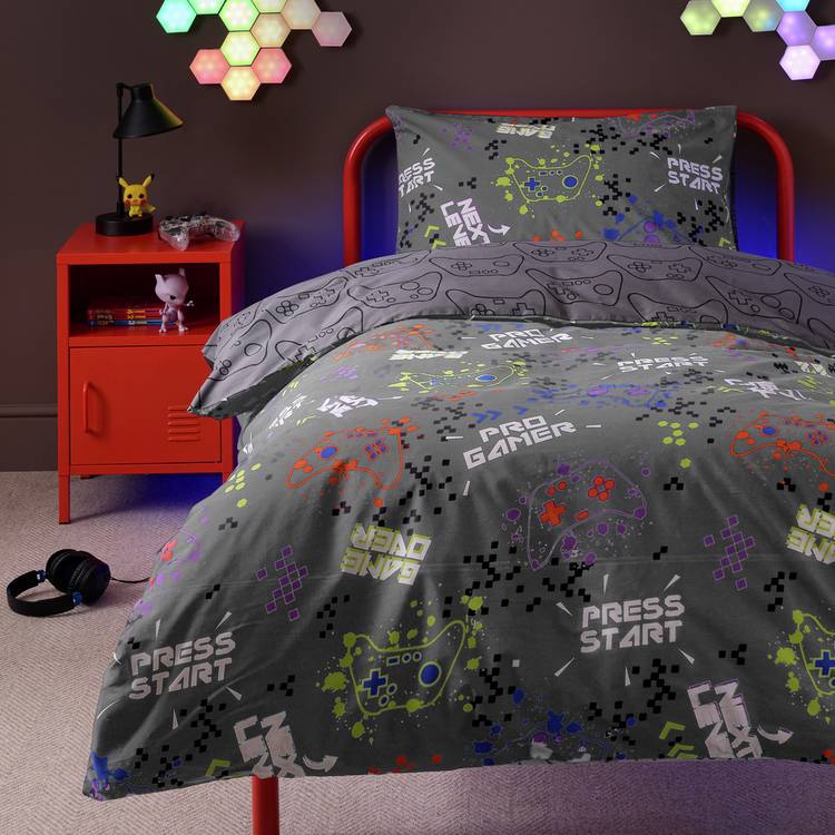 Argos Home Gaming Grey Kids Bedding Set - Single 0