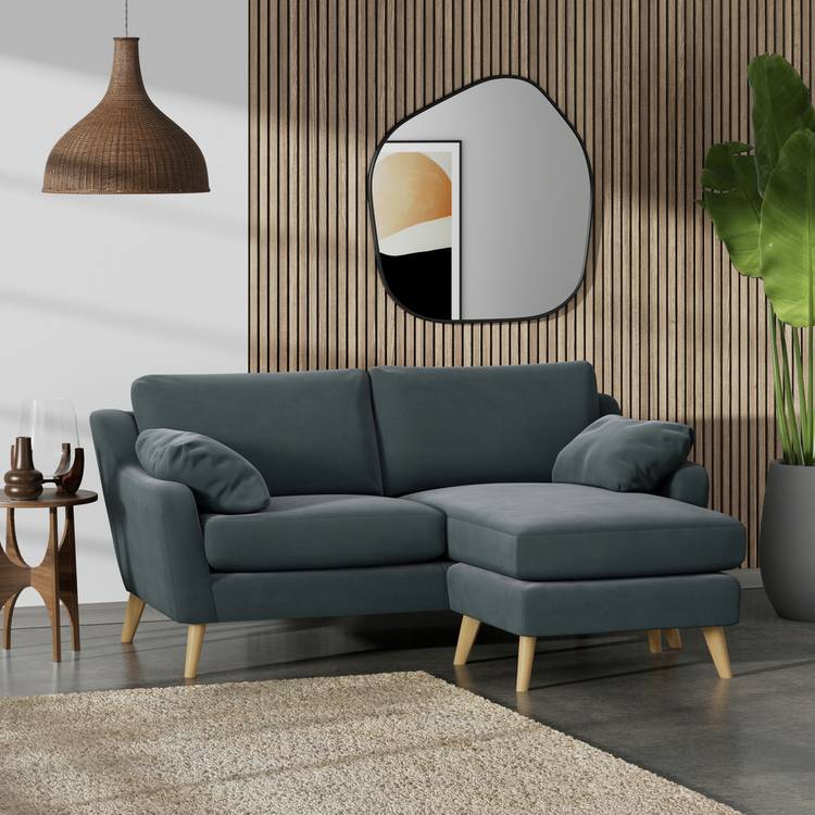 Habitat Ivor Right Hand Corner Sofa - Charcoal - Ash Leg 0