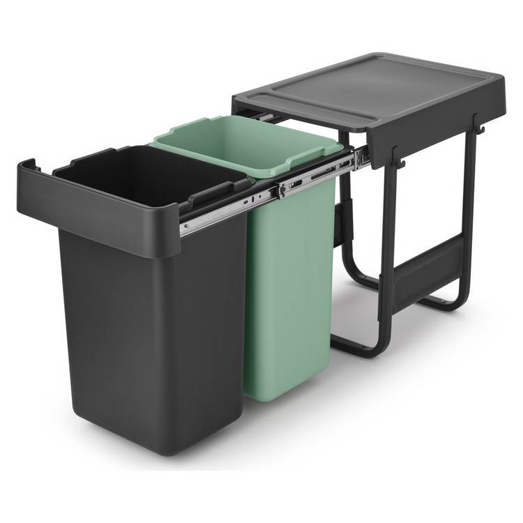 Brabantia Sort & Go 2x15 Litre Built-in Bin - Dark Grey  0