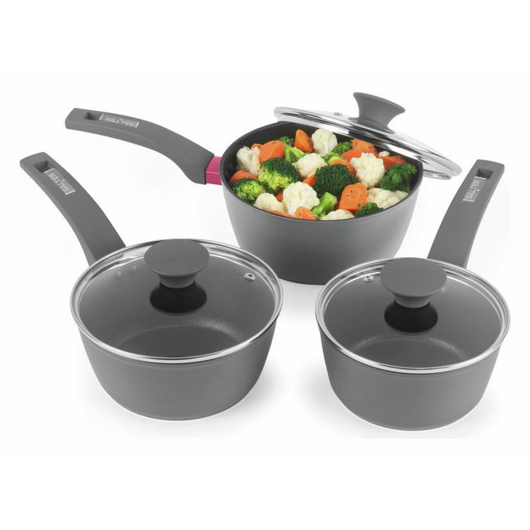 Salter Megastone Optimum 3 Piece Aluminium Pan Set - Grey 0