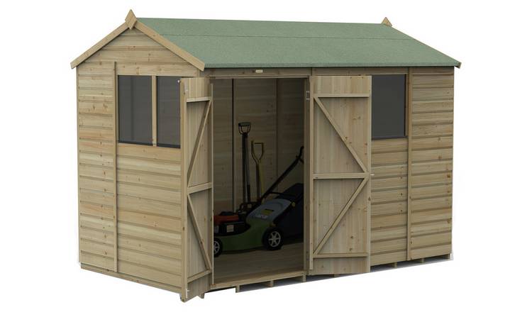 Forest Beckwood Shiplap 4 Clear Window Apex Shed - 10 x 6ft