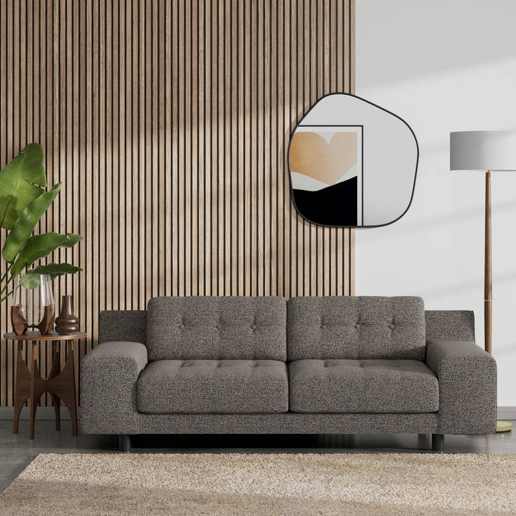 Habitat Hendricks Fabric 3 Seater Sofa - Charcoal- Black Leg 0