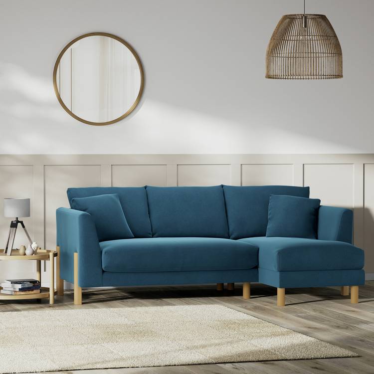 Habitat Aston Right Hand Corner Sofa - Ink Blue - Ash Leg 0