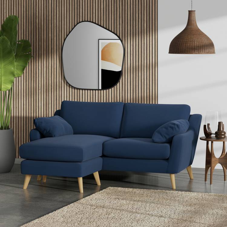 Habitat Ivor Left Hand Corner Sofa - Navy Blue - Ash Leg 0