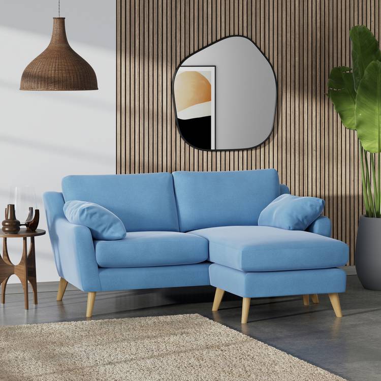 Habitat Ivor Right Hand Corner Sofa - Sky Blue - Ash Leg 0