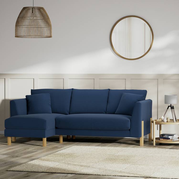 Habitat Aston Left Hand Corner Sofa - Navy Blue - Ash Leg 0