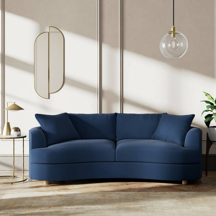 Habitat Sacha Fabric 3 Seater Sofa - Navy Blue - Ash Leg 0