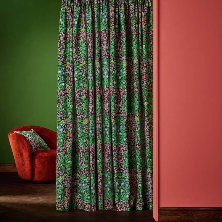 Habitat x Morris & Co. Blackthorn Curtain Green - 137x117cm 0