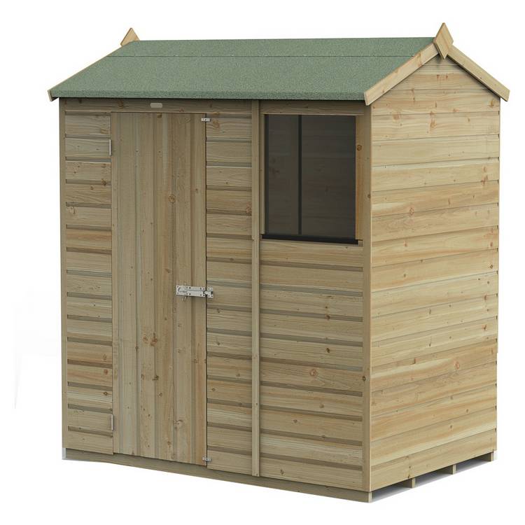Forest Beckwood Shiplap 1 Window Reverse Apex Shed - 6 x 4ft 0