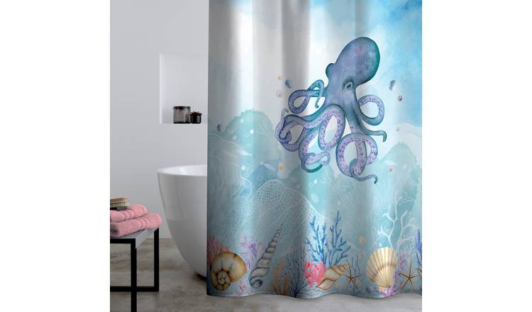 Catherine Lansfield Octopus Shower Curtain - Blue