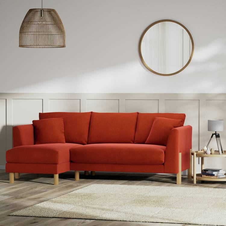 Habitat Aston Left Hand Corner Sofa - Burnt Orange - Ash Leg 0