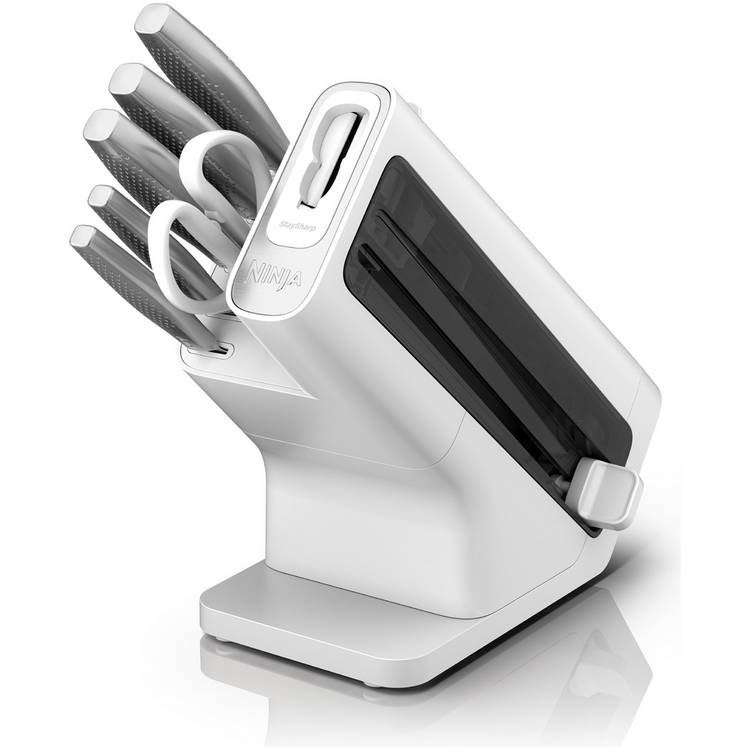 Ninja Stay Sharp 6 Piece Stainless Steel Knife Block - White 0