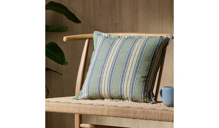Habitat Yarn Dye Stripe Cushion - Blue & Green - 43x43cm