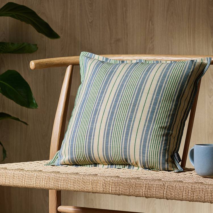 Habitat Yarn Dye Stripe Cushion -? Blue & Green - 43x43cm 0