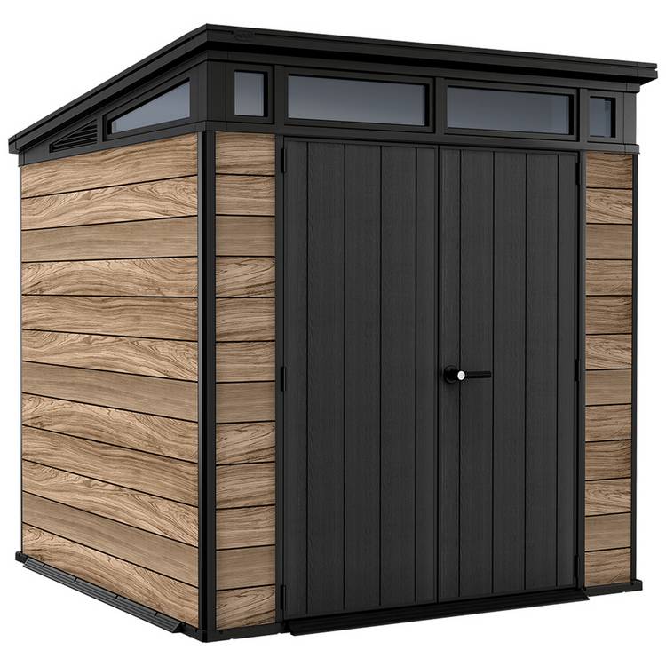 Keter Signature Plastic Oak Pent Shed -  7 x7ft 0