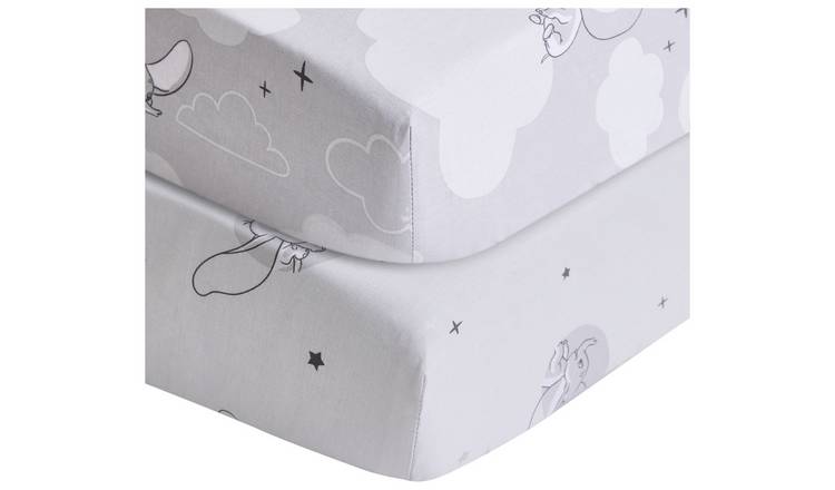 Disney Dumbo Cotton Twin Pack Nursery Fitted Sheet - Cot bed