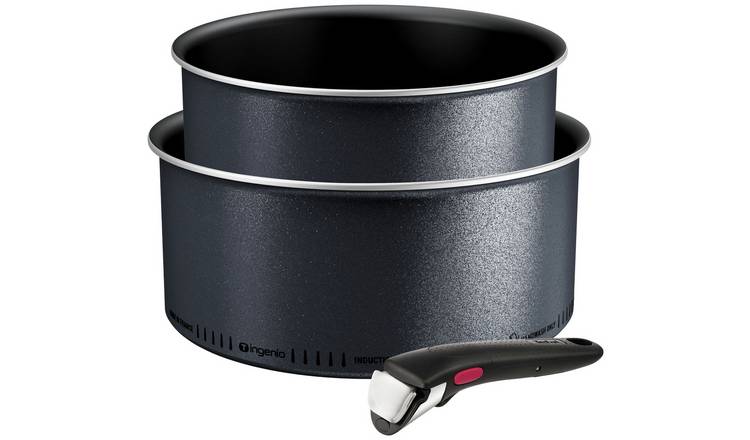 Tefal So Light 3 Piece Aluminium Saucepan Set  - Black