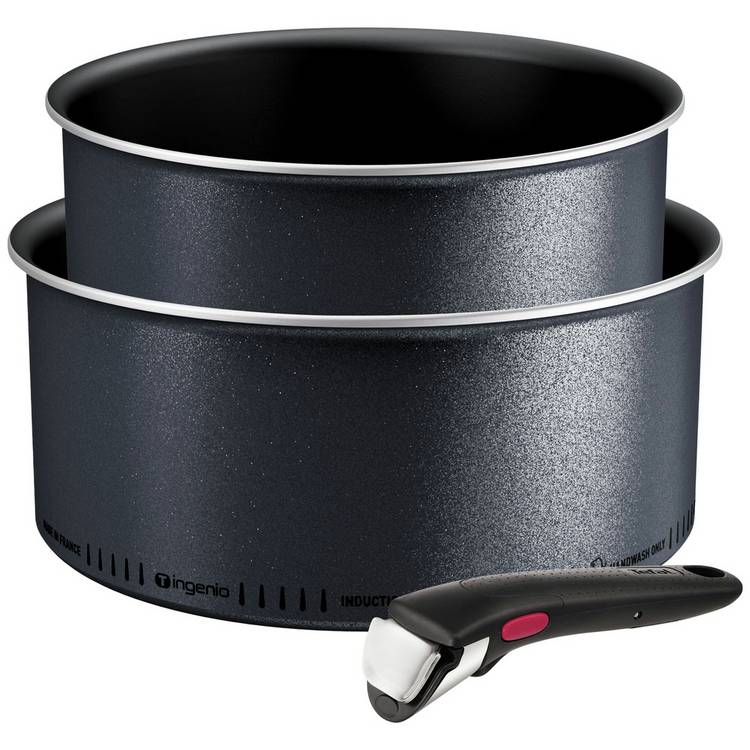 Tefal So Light 3 Piece Aluminium Saucepan Set  - Black 0