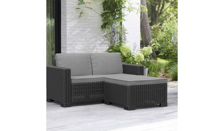 Keter California 2 Seater Garden Chaise Sofa Set - Grey