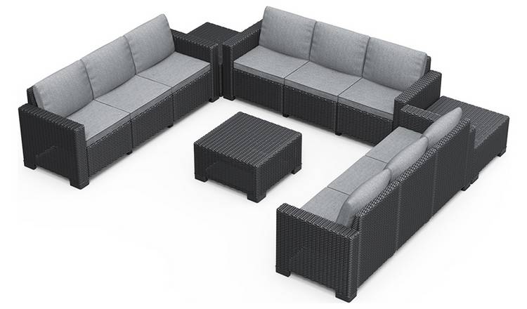 Keter California 9 Seater Garden Corner Sofa Set - Grey