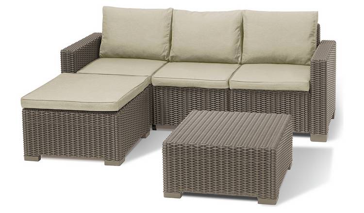 Keter California 3 Seater Garden Corner Sofa Set-Cappuccino