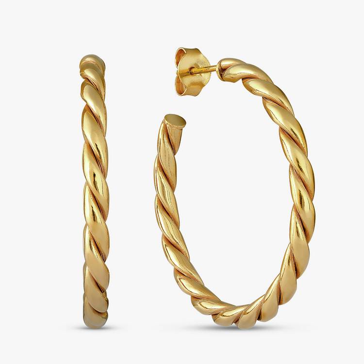 Buy Revere 9ct Gold Plated Sterling Silver Twisted Hoop Earrings