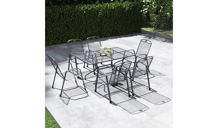 Pacific Savoy 6 Seater Metal Patio Set - Grey