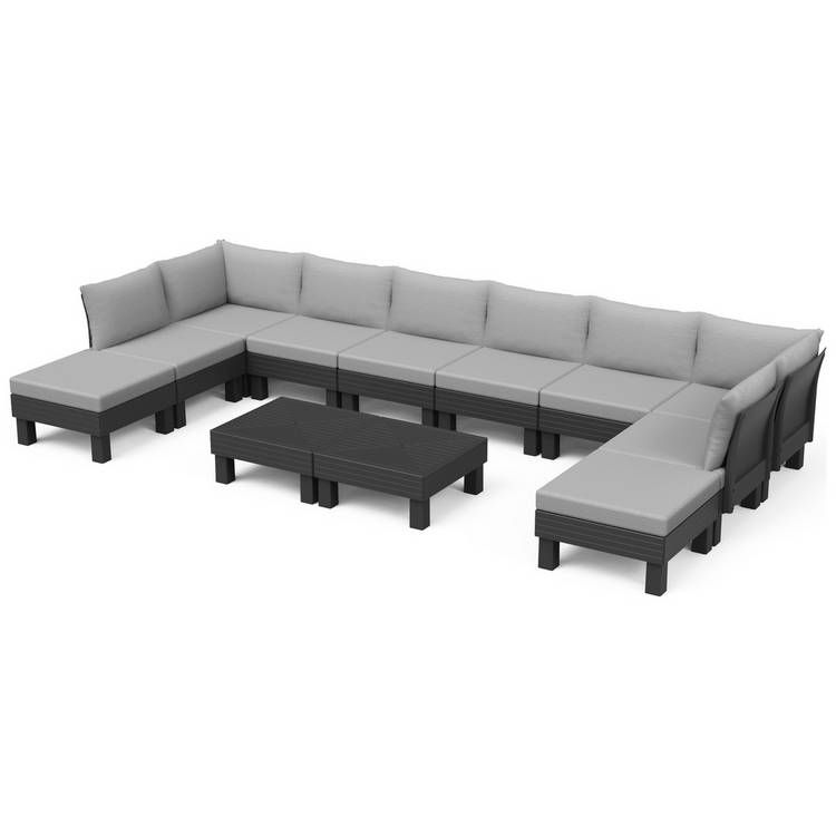 Keter Elements 10 Seater Garden Corner Sofa Set - Grey 0