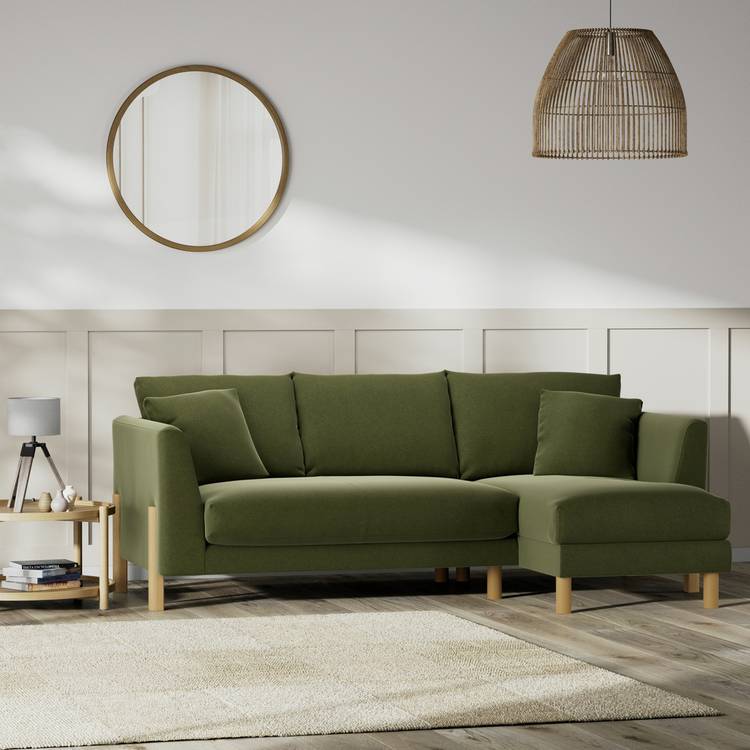 Habitat Aston Right Hand Corner Sofa - Moss Green - Ash Leg 0