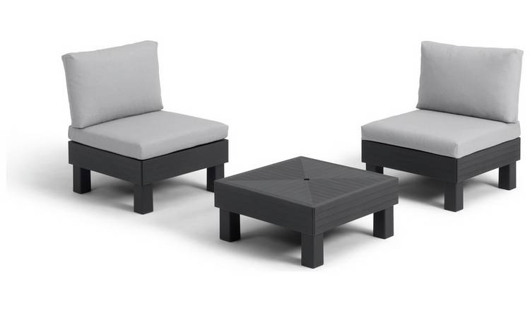 Keter Elements 2 Seater Plastic Garden Bistro Set - Grey