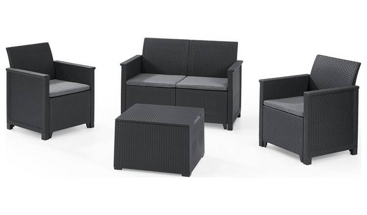Keter Emma 4 Seater Rattan Effect Garden Sofa Set - Grey