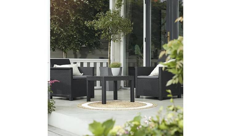 Keter Emma 2 Seater Rattan Effect Garden Bistro Set - Grey