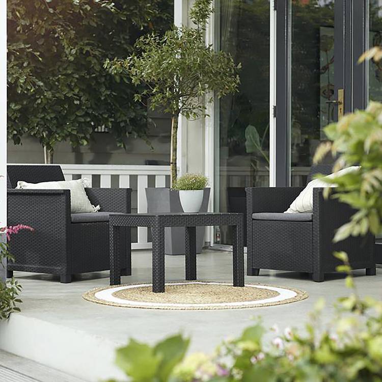 Keter Emma 2 Seater Rattan Effect Garden Bistro Set - Grey 0