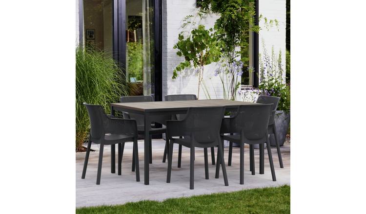 Keter 6 Seater Plastic Patio Set -  Black