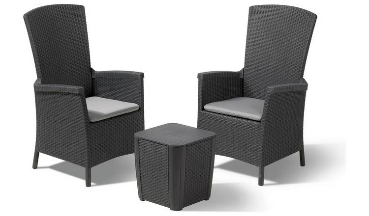 Keter Vermont 2 Seater Rattan Effect Garden Bistro Set -Grey