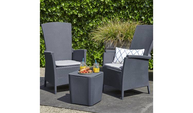 Keter Vermont 2 Seater Rattan Effect Garden Bistro Set -Grey