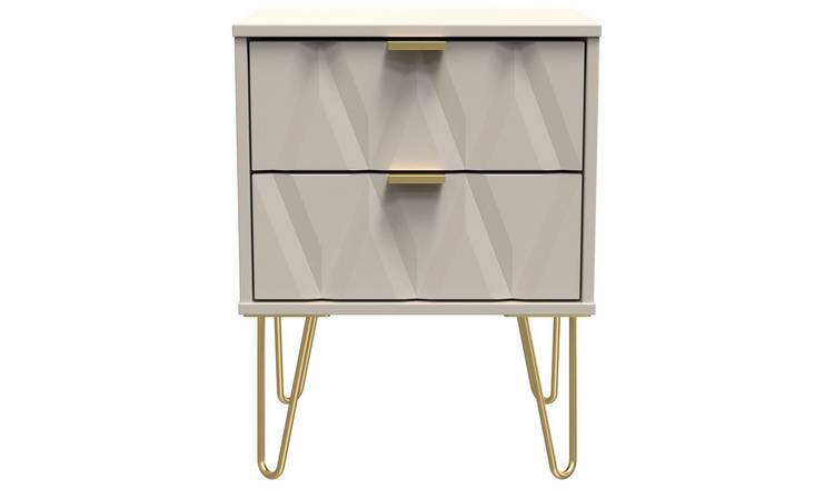 Shimmer 2 Drawer Bedside Table - Beige