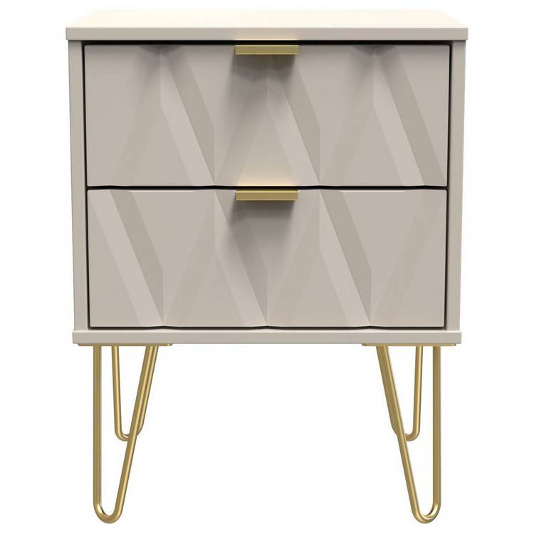 Shimmer 2 Drawer Bedside Table - Beige 0