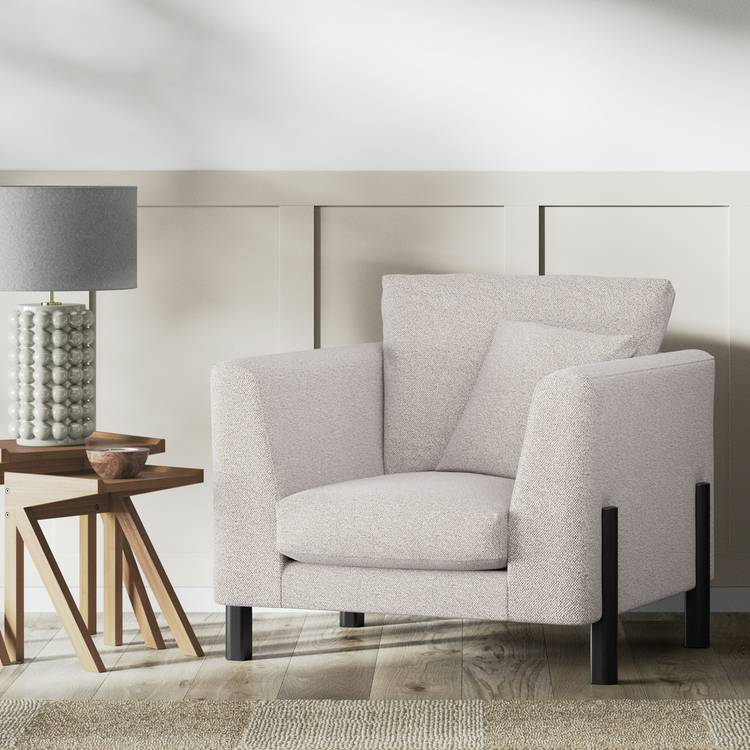 Habitat Aston Fabric Armchair - Natural - Black Leg 0