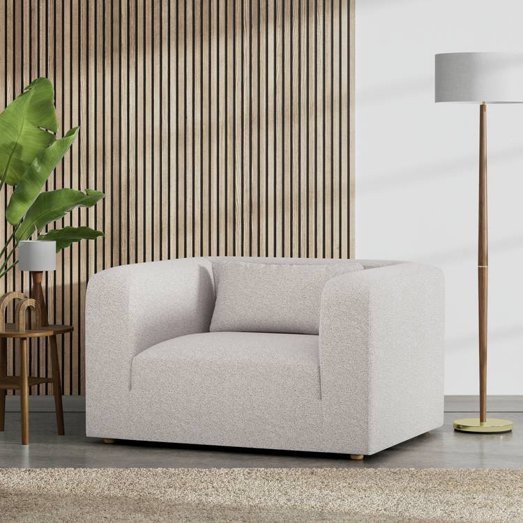 Habitat Lars Fabric Cuddle Chair - Natural 0