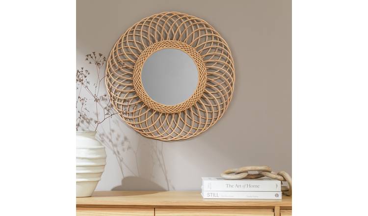 Habitat Rattan Round Wall Mirror - 55x55cm