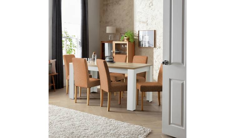 Argos Home Preston Grey Dining Table & 6 Tan Chairs