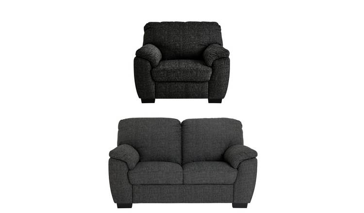 Argos Home Milano Fabric Chair & 2 Seater Sofa - Charcoal