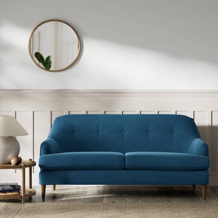 Habitat Frome Velvet 2 Seater Sofa - Ink Blue - Dark Leg 0