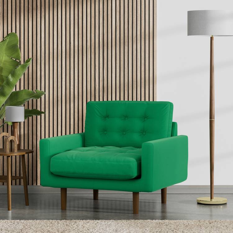 Habitat Fenner Fabric Armchair - Emerald Green - Dark Leg 0