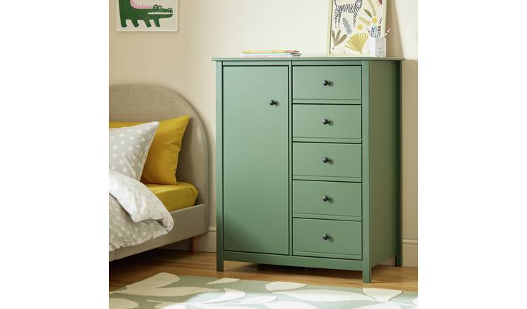 Habitat Brooklyn 1 Door 5 Drawer Short Wardrobe - Sage Green