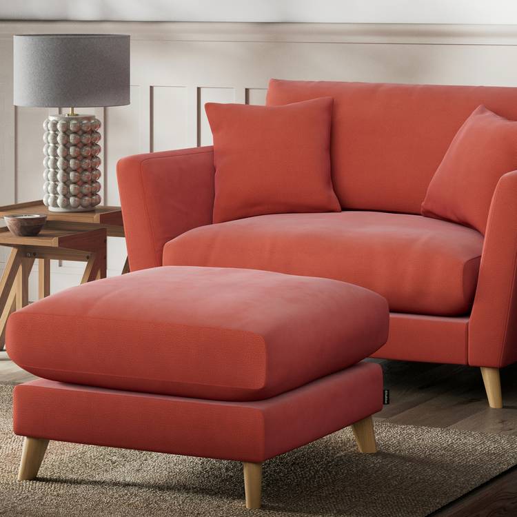 Habitat Lomond Fabric Footstool - Papaya- Ash Leg 0