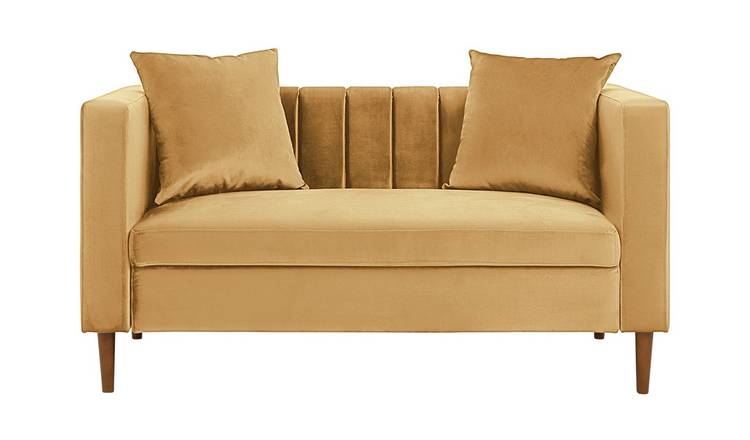 Argos Home Everly Velvet 2 Seater Sofa - Camel